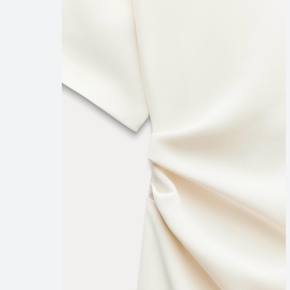 ZARA Draped Fitted Dress in ecru size extra small - Picture 6 of 12